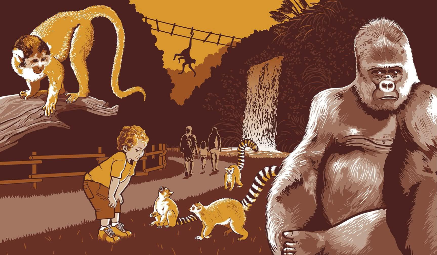 Photo du panneau : la Vallée des singes